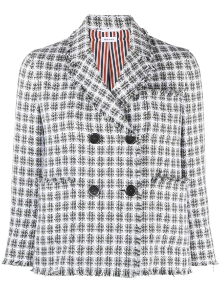 Geacă Thom Browne din tweed gri