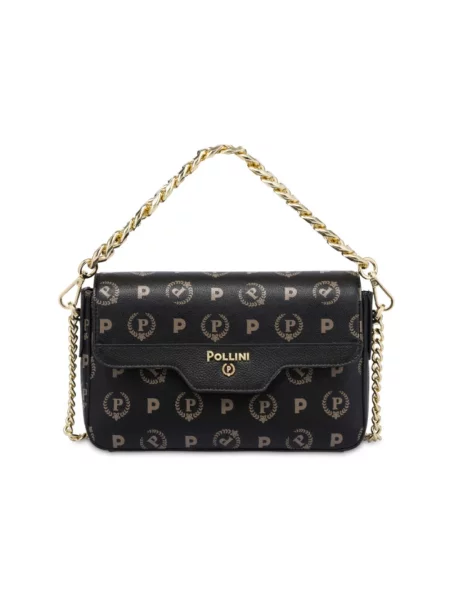 Torebka crossbody Pollini z logo czarna