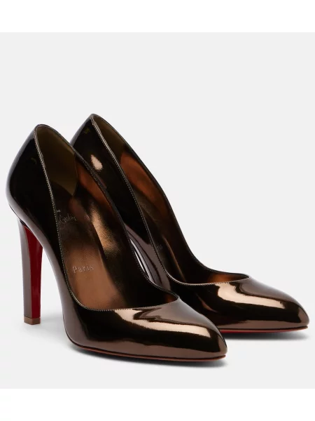 Кожени полуотворени обувки Christian Louboutin кафяво
