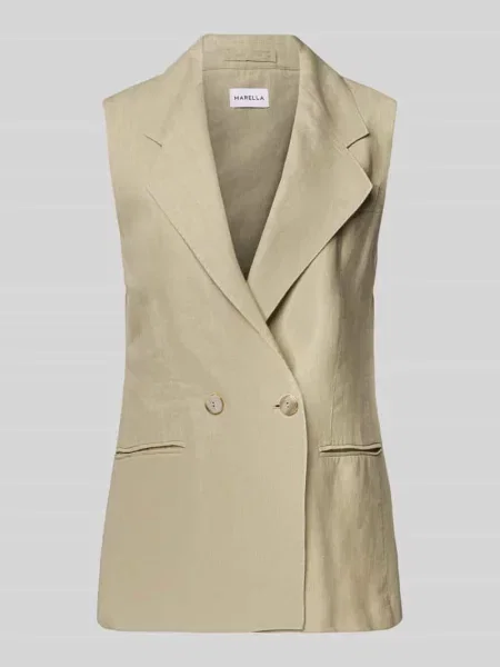 Kamizelka lniana o kroju relaxed fit z lamowanymi model ‘DRAMMA’ Marella zielona