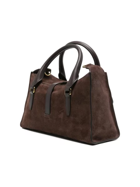 Shopperka Mulberry zamszowa na sprzączkę brązowa