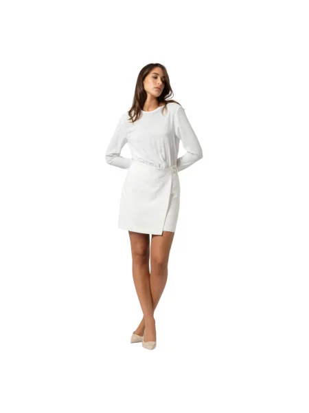 Sukienka Kocca z długim rękawem elegancka do kolan biała