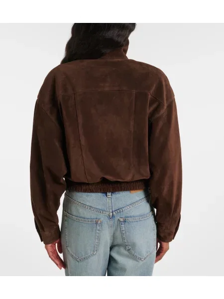 Geacă Saint Laurent din piele de căprioară maro