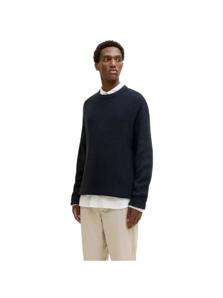 Sweter z dzianiny z okrągłym dekoltem model ‘KAITO’ Jack & Jones niebieski