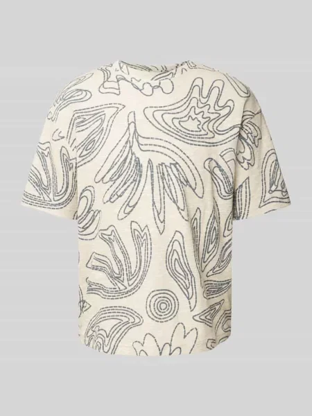 T-shirt z prążkowanym okrągłym dekoltem Mcneal beżowa