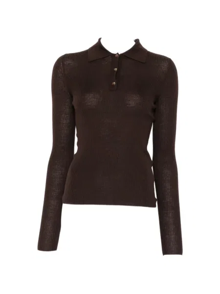 Tricou polo Jcsophie tricotate maro