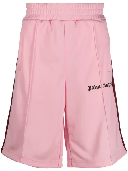 Pantaloni scurți Palm Angels cu dungi cu autograf roz