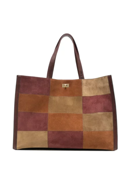 Geantă shopper Anya Hindmarch din piele de căprioară maro