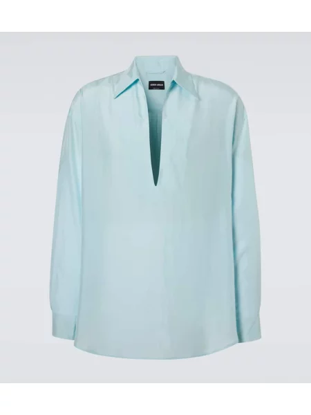 Svilena srajca Giorgio Armani modra