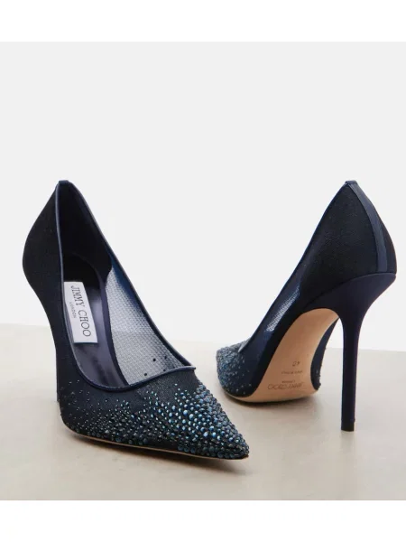 Pantofi cu toc Jimmy Choo de cristal albastru