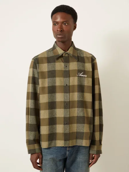 Amiri Flanelová Košile Comfort Fit khaki / olivová