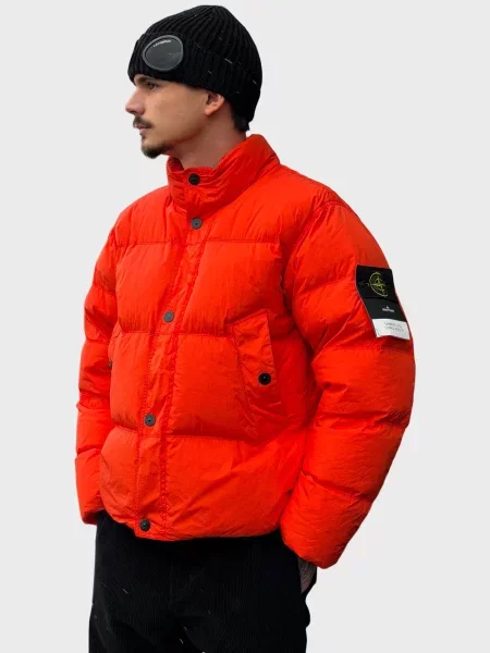 Пуховик Stone Island з камінням помаранчевий
