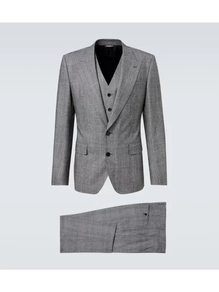 Volnena obleka ukrojena obleka Dolce&gabbana siva
