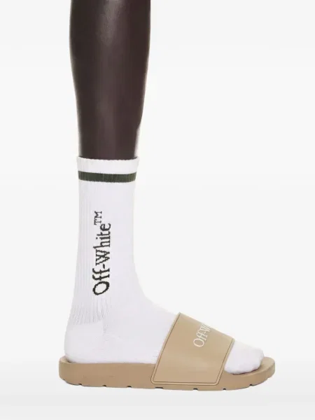 Șlapi Off-white cu autograf alb