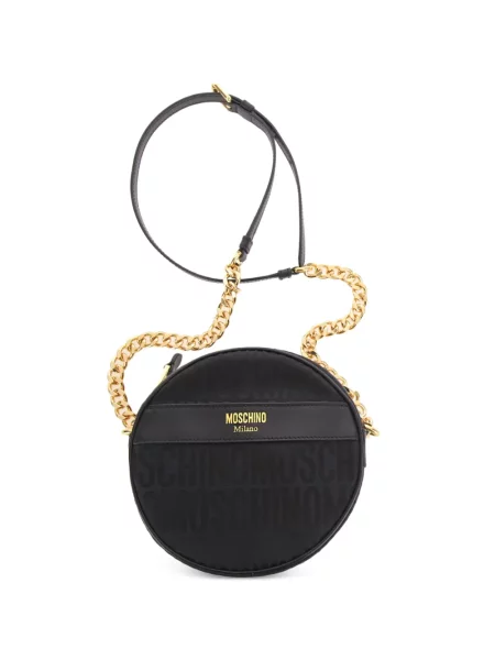 Geantă Moschino din jacard cu autograf negru
