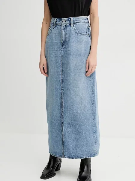 G-Star fustă din denim maxi drept albastru