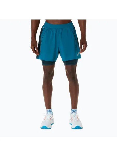 Шорти для бігу ASICS Road tranquil teal/dark teal/yamabuki бірюзовий