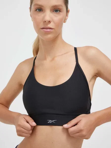 Спортен сутиен Reebok Lux с изчистен дизайн черно
