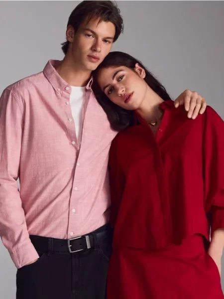 Reserved koszula slim fit brudny róż