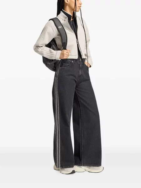 Tricou Adidas cu broderie cu dungi negru