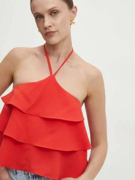 Блуза Answear Lab с изчистен дизайн червено
