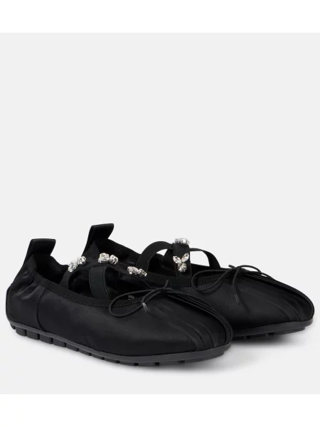Balerini Simone Rocha din satin negru