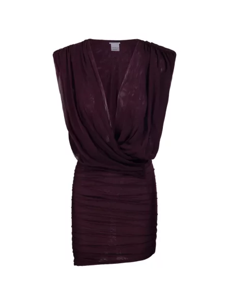 Rochie mini Amazuìn cu decolteu în V drapată de costum roșu