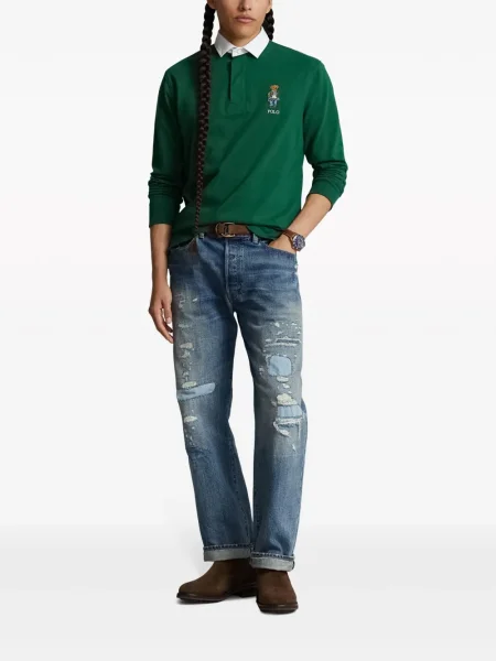Prugasta polo majica Polo Ralph Lauren s printom od kašmira plava