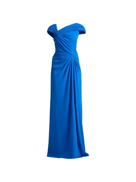 Rochie Tadashi Shoji cu volane drapată albastru