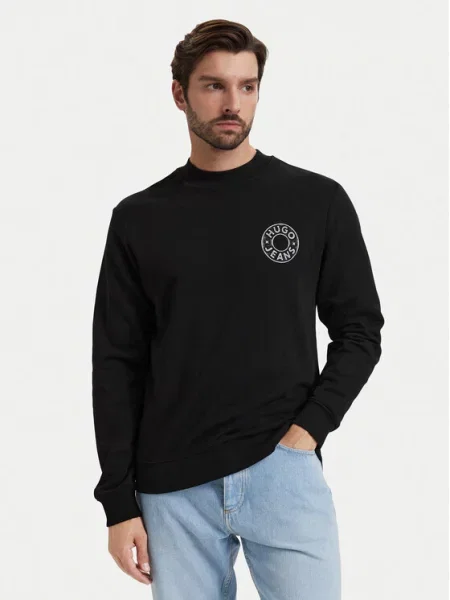 HUGO Sweater majica Nedos / bijela crna