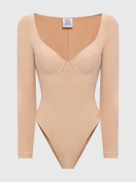 Боді з вишивкою логотипа Vetements бежеве