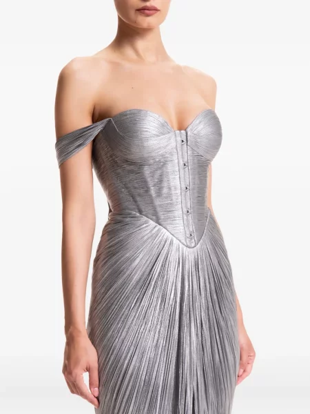 Rochie Maria Lucia Hohan plisată de costum argintiu