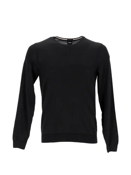 Pulover Boss tricotate cu decolteu rotund negru
