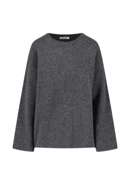 Pulover Low Classic cu decolteu rotund clasic gri
