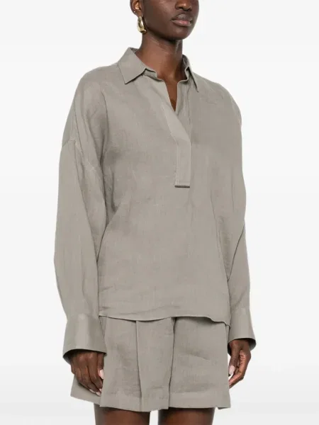 Lniana bluzka Brunello Cucinelli zielona