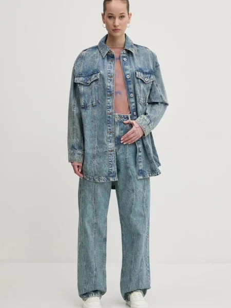 HUGO Blue koszula jeansowa relaxed z kołnierzykiem klasycznym niebieski