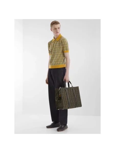 Torba Fendi skórzana z logo brązowa