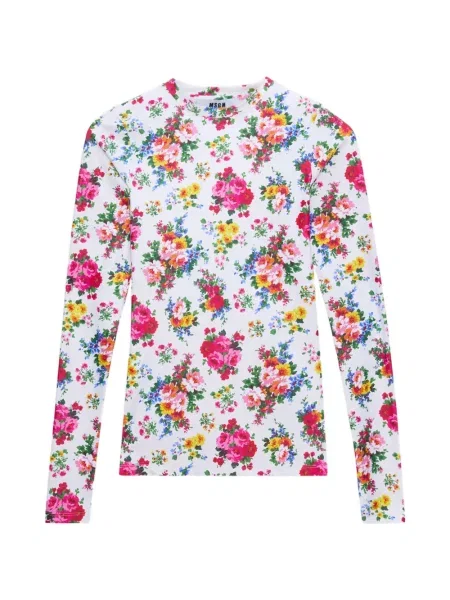 Tricou Msgm cu model floral alb