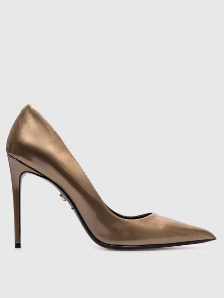 Шкіряні лаковані туфлі кольору Babe Pay Pls хакі