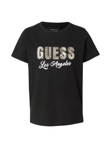 GUESS Tricou maro mokka / negru alb