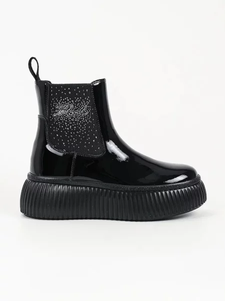 Karl Lagerfeld ghete scurte cu platformă pentru femei din piele Kreeper negru