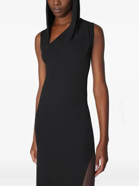 Maksi sukienka maxi Mugler z kapturem garniturowa czarna