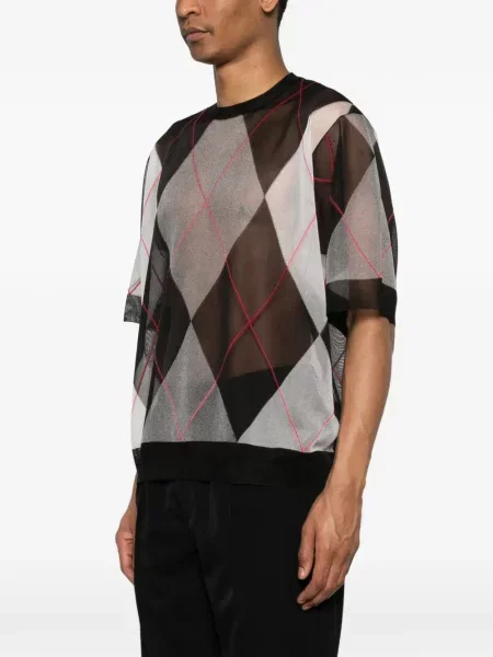Tricou Kolor cu model argyle negru