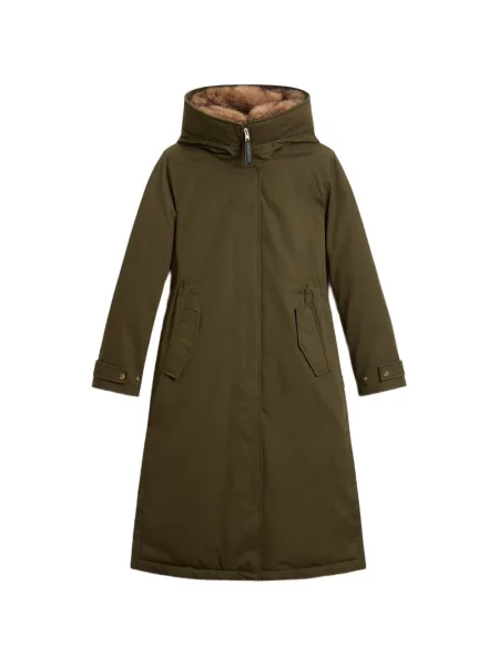 Garnitură de blană geacă parka Woolrich cu glugă cu blană verde