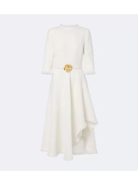 Rochie midi Oscar De La Renta cu franjuri alb