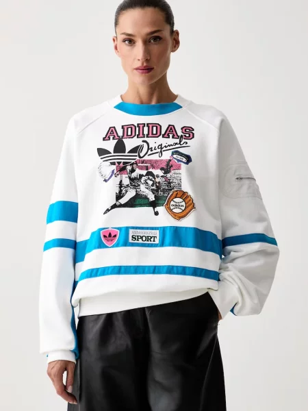 Adidas Originals hanorac pentru femei din Archive Baseball alb