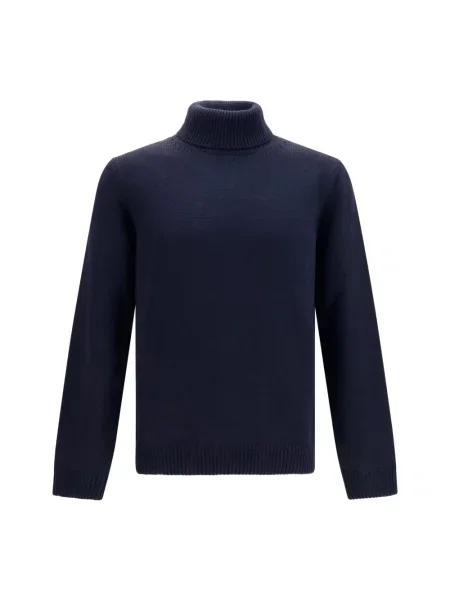 Sweter z golfem Roberto Collina wełniany niebieski