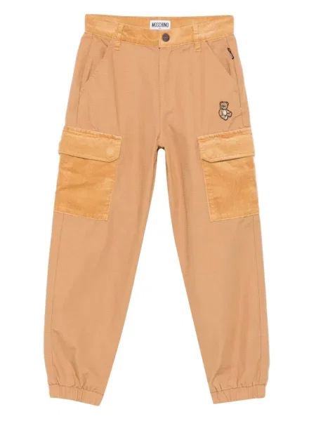 Spodnie cargo dziecięce Moschino brązowe