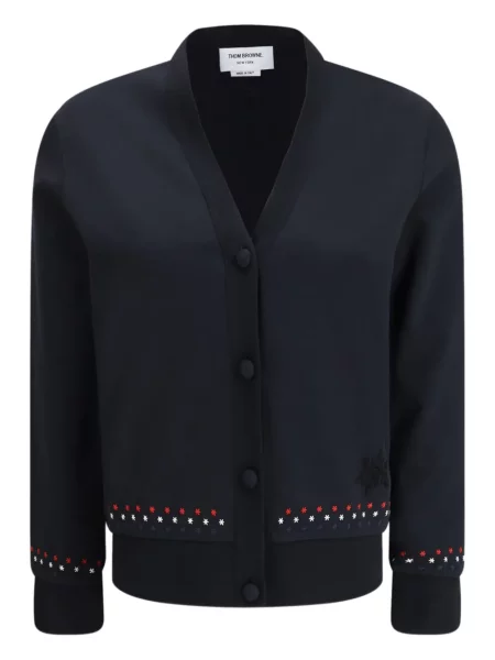 Cardigan Thom Browne cu decolteu în V albastru