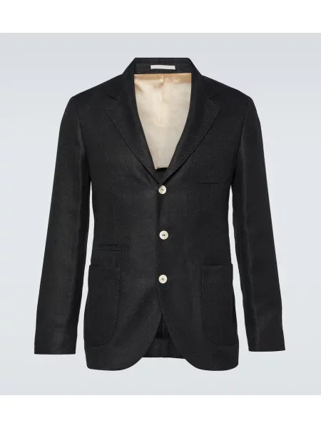 Volneni laneni blazer Brunello Cucinelli črna